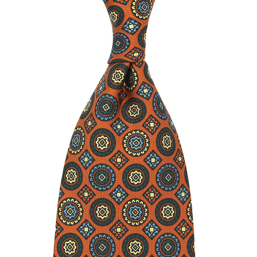 Anniversary Collection - Floral Printed Silk Tie - Rust