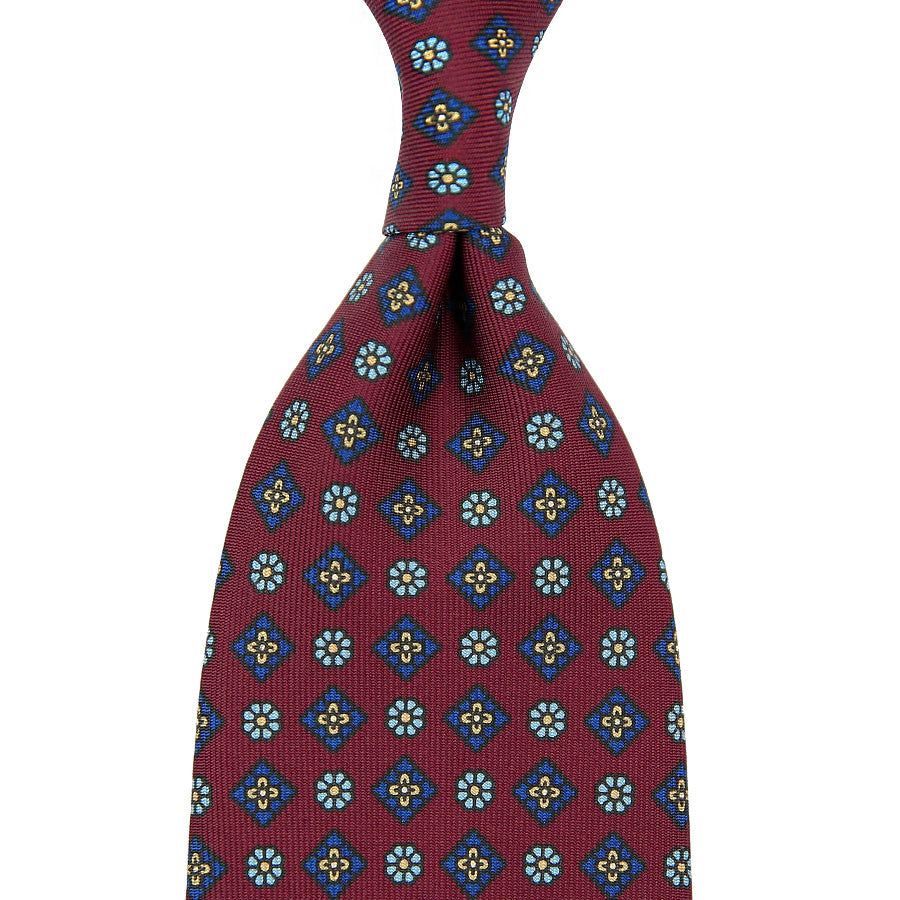 Anniversary Collection - Floral Printed Silk Tie - Burgundy