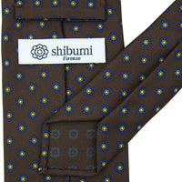 Shibumi-Flower Printed Silk Tie - Espresso - Hand-Rolled