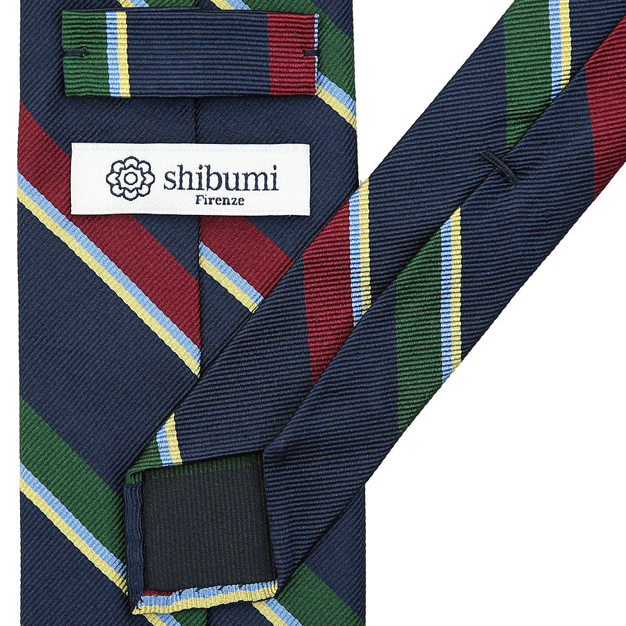 Bespoke Repp Stripe Silk Tie - Navy