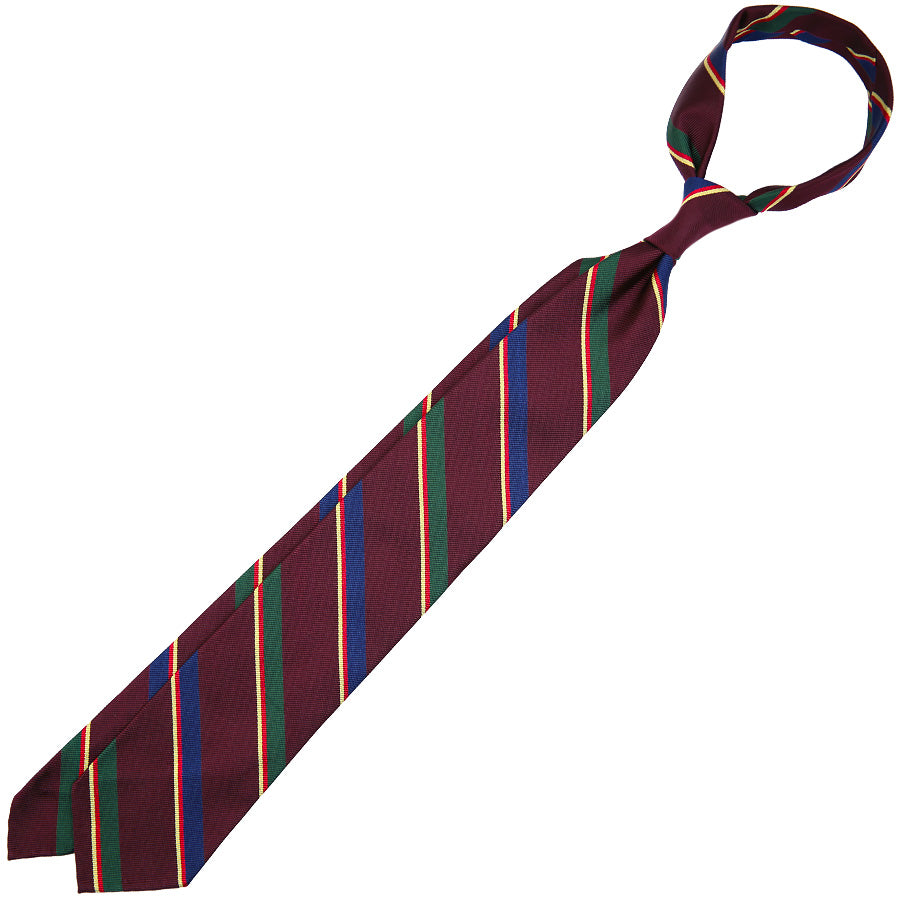 Bespoke Repp Stripe Silk Tie - Burgundy