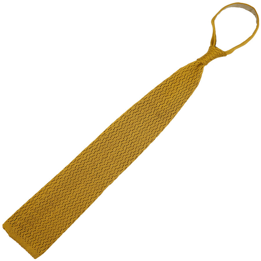 Zigzag Silk Knit Tie - Mustard
