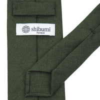 Japanese Ramie Tie - Dark Olive - Hand-Rolled