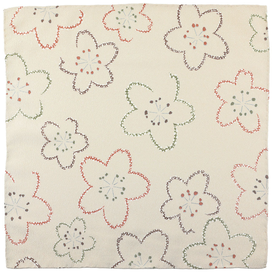 Vintage Kimono Silk Pocket Square - Beige II