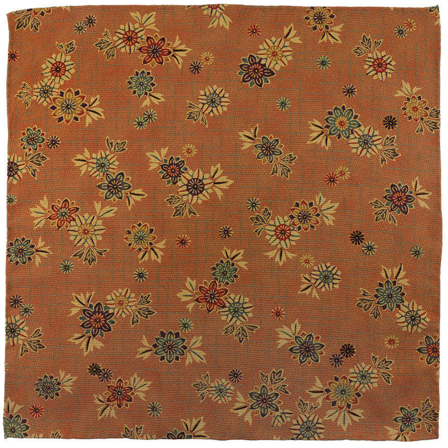 Vintage Kimono Silk Pocket Square - Copper