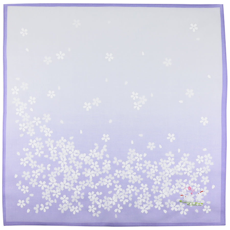 Floral Motif Cotton Handkerchief - Light Purple