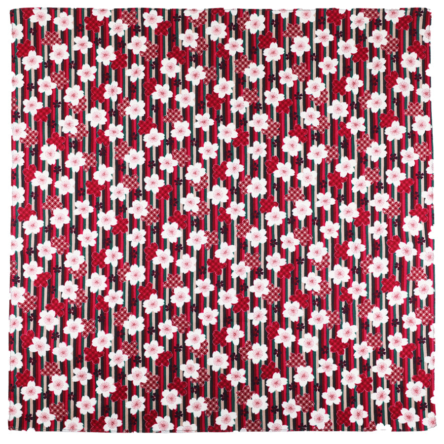 Kimono Motif Cotton Handkerchief - Cherry