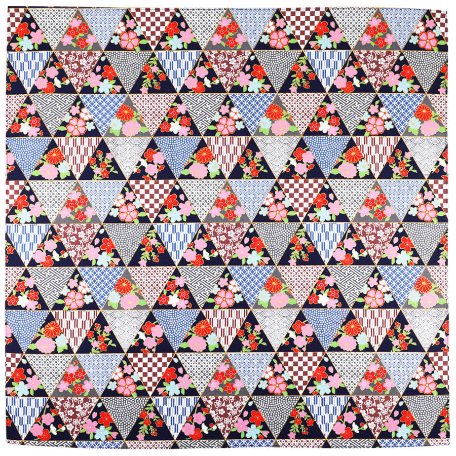 Kimono Motif Cotton Handkerchief - Multicolor