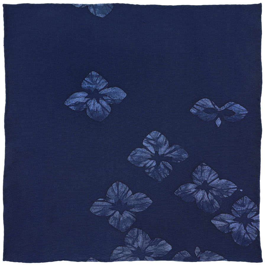 Vintage Kimono Silk Pocket Square - Navy