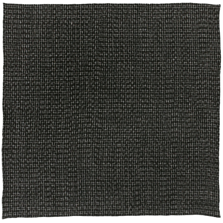 Vintage Kimono Silk Pocket Square - Charcoal
