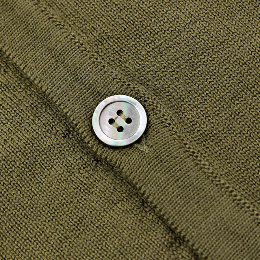 Merino Wool Sleeveless Cardigan - Olive