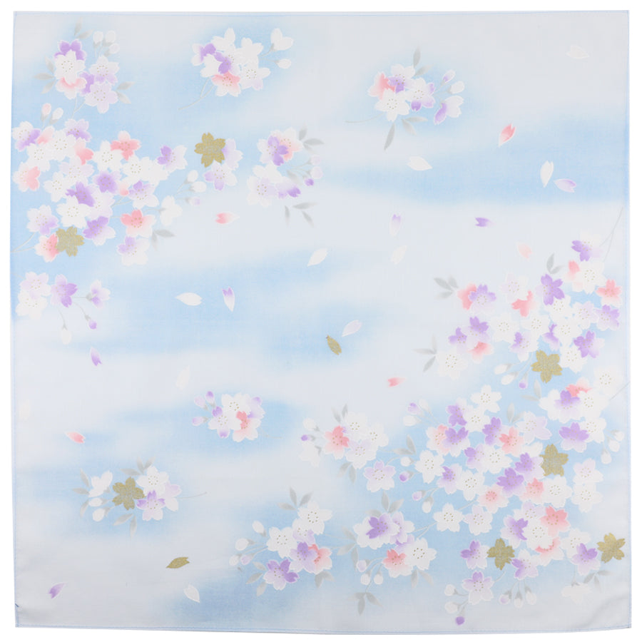 Kimono Motif Cotton Handkerchief - Sky Blue II
