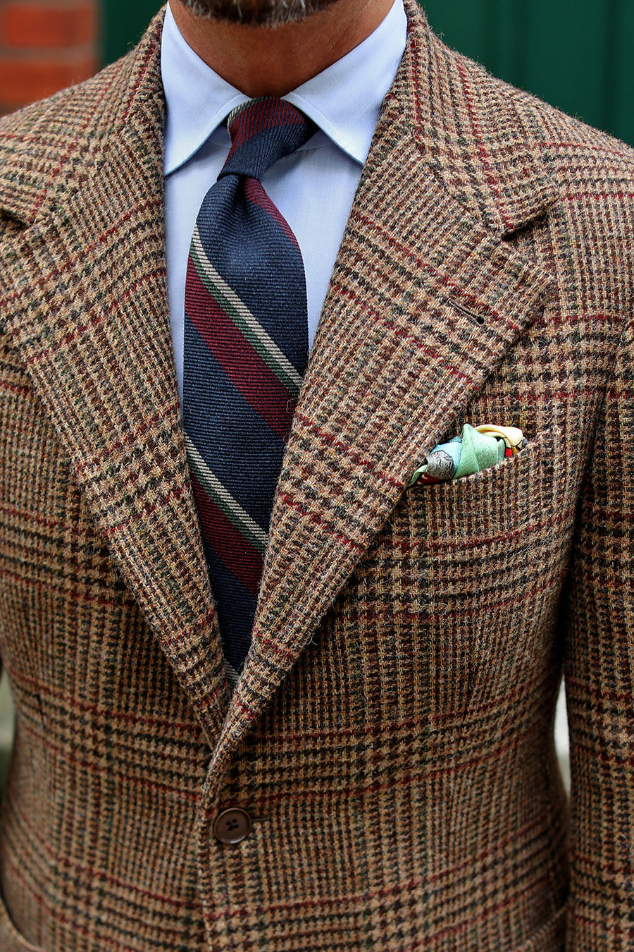 Japanese Striped Wool Tie - Navy / Burgundy