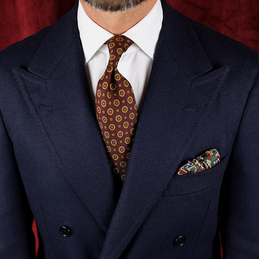 8 Bit Motif Silk Pocket Square - Forest / Brown - 40x40cm