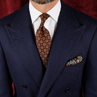 8 Bit Motif Silk Pocket Square - Forest / Brown - 40x40cm