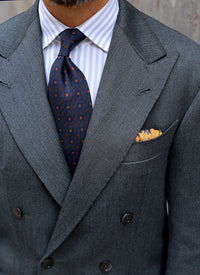 Ancient Madder Silk Tie - Navy - Hand-Rolled