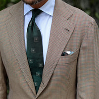Geometrical Jacquard Silk Tie - Forest - Hand-Rolled