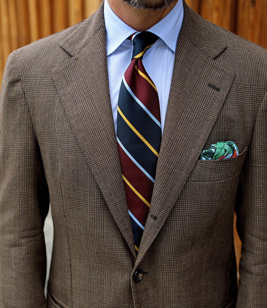 Safari Motif Wool / Silk Pocket Square - Sky Blue - 40x40cm