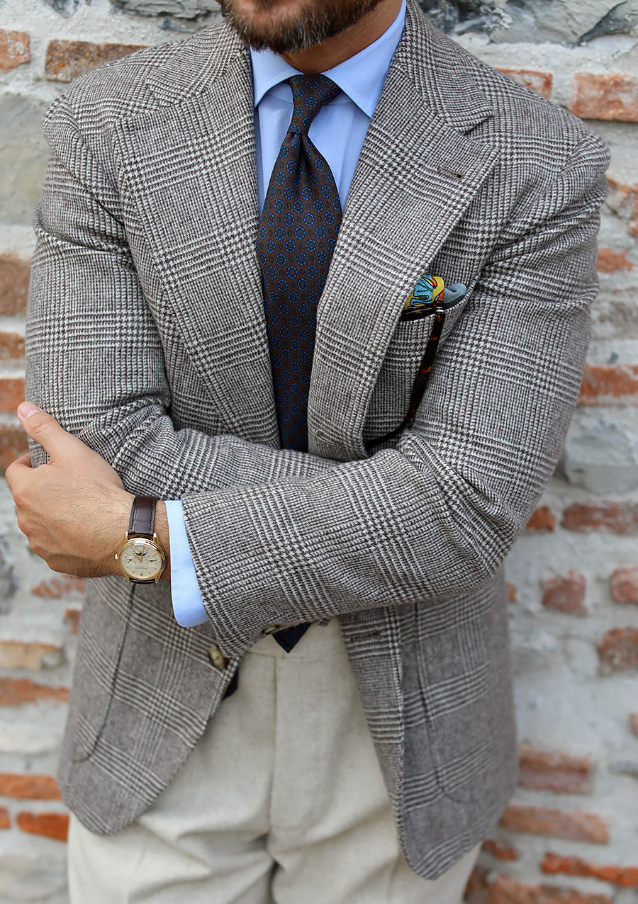 Safari Motif Wool / Silk Pocket Square - Yellow - 40x40cm