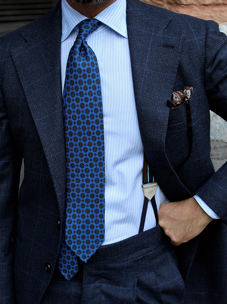 Ancient Madder Silk Tie - Mader Blue - Hand-Rolled