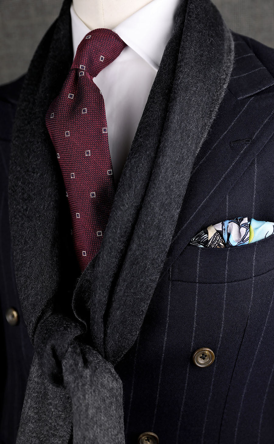 Floral Fina Grenadine Silk Tie - Wine Mottled - Hand-Rolled