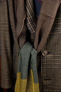 Striped Wool Scarf - Green / Brown / Yellow
