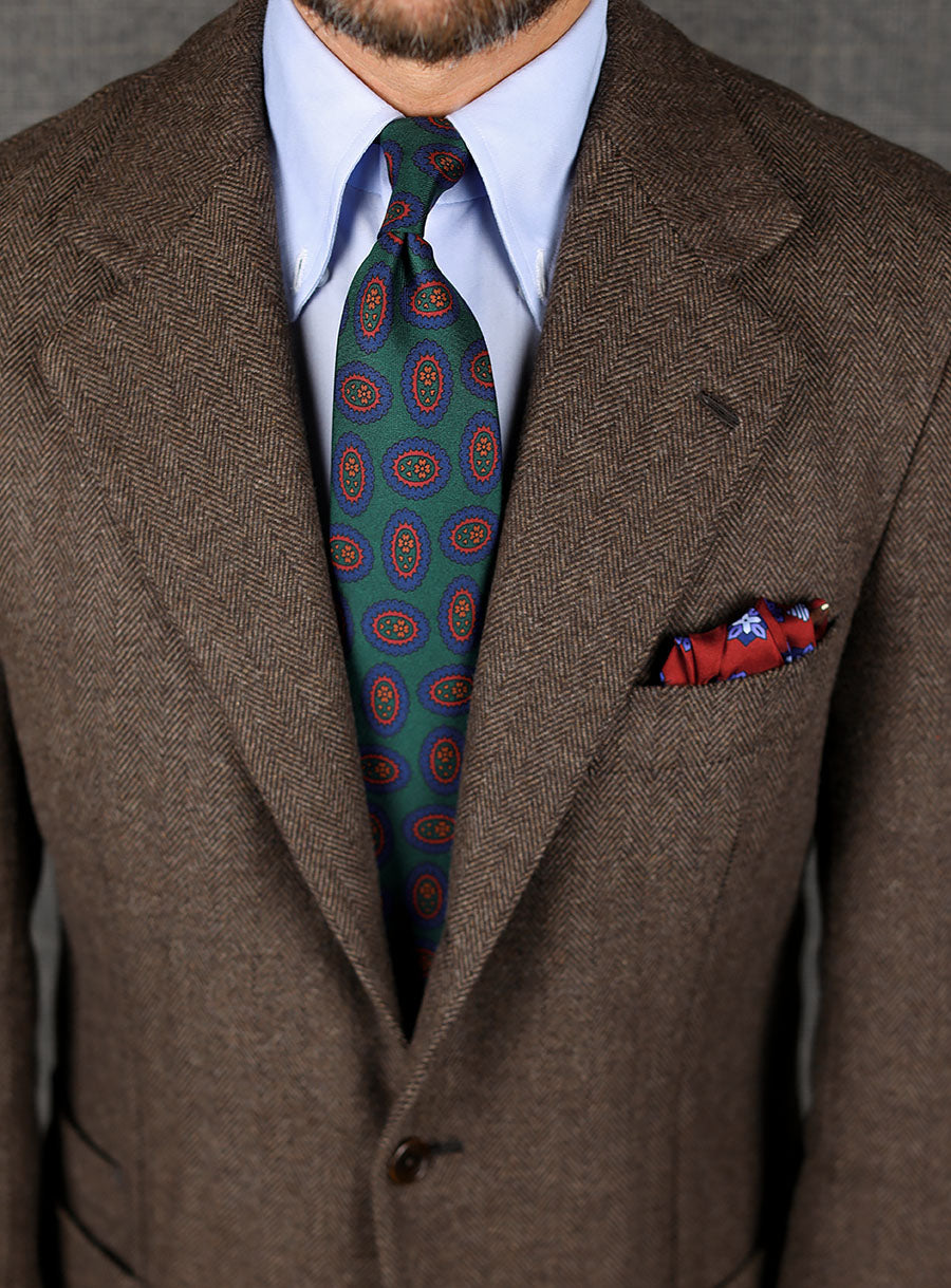 Elephant Motif Silk Pocket Square - Burgundy - 40x40cm