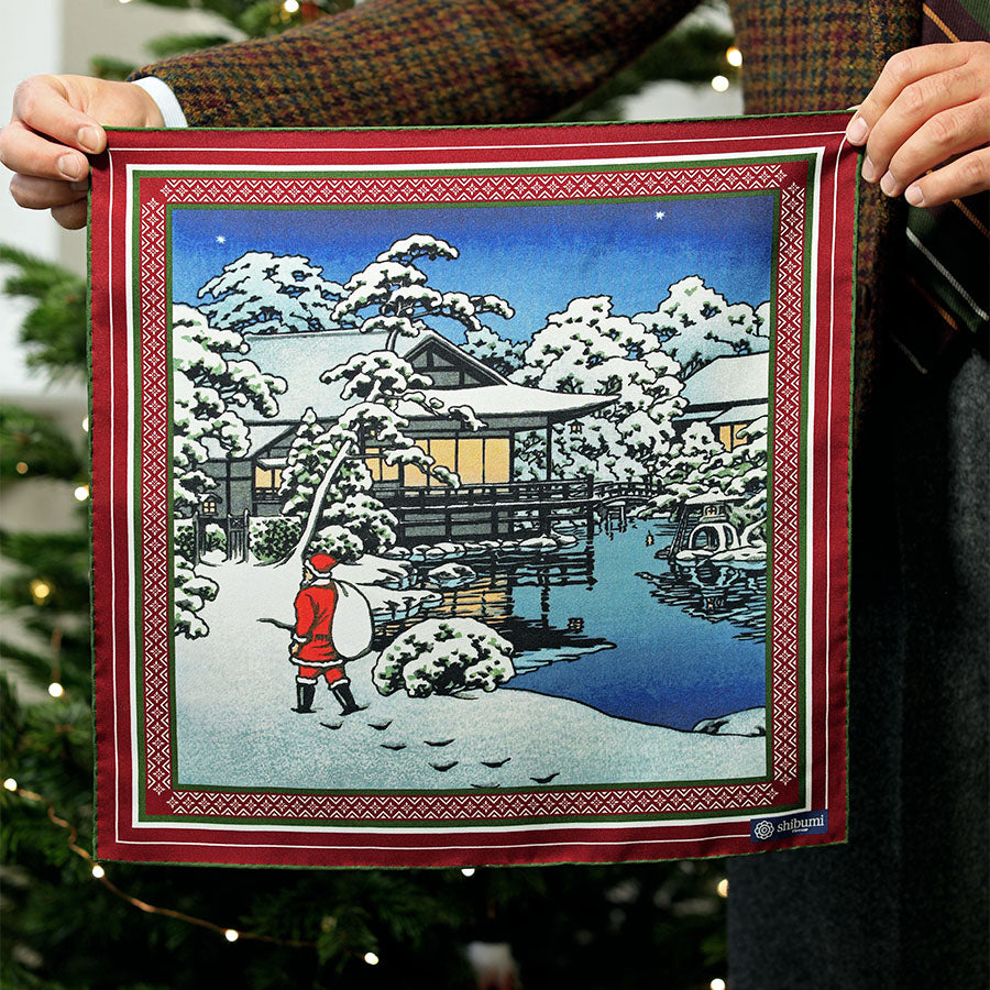 Ukiyo-e Silk Pocket Square - Santa Claus - 40x40cm