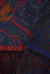 Double-Sided Ancient Madder Silk Scarf - Cherry - 180cm x 35cm
