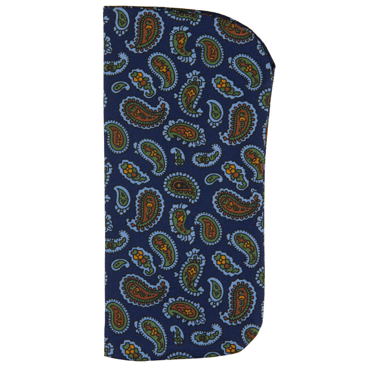 Paisley Printed Silk Glasses Case - Navy