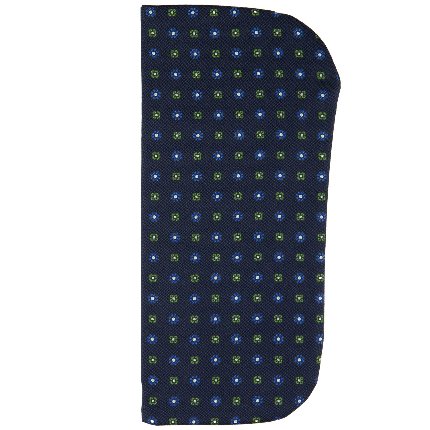 Floral Printed Silk Glasses Case - Navy