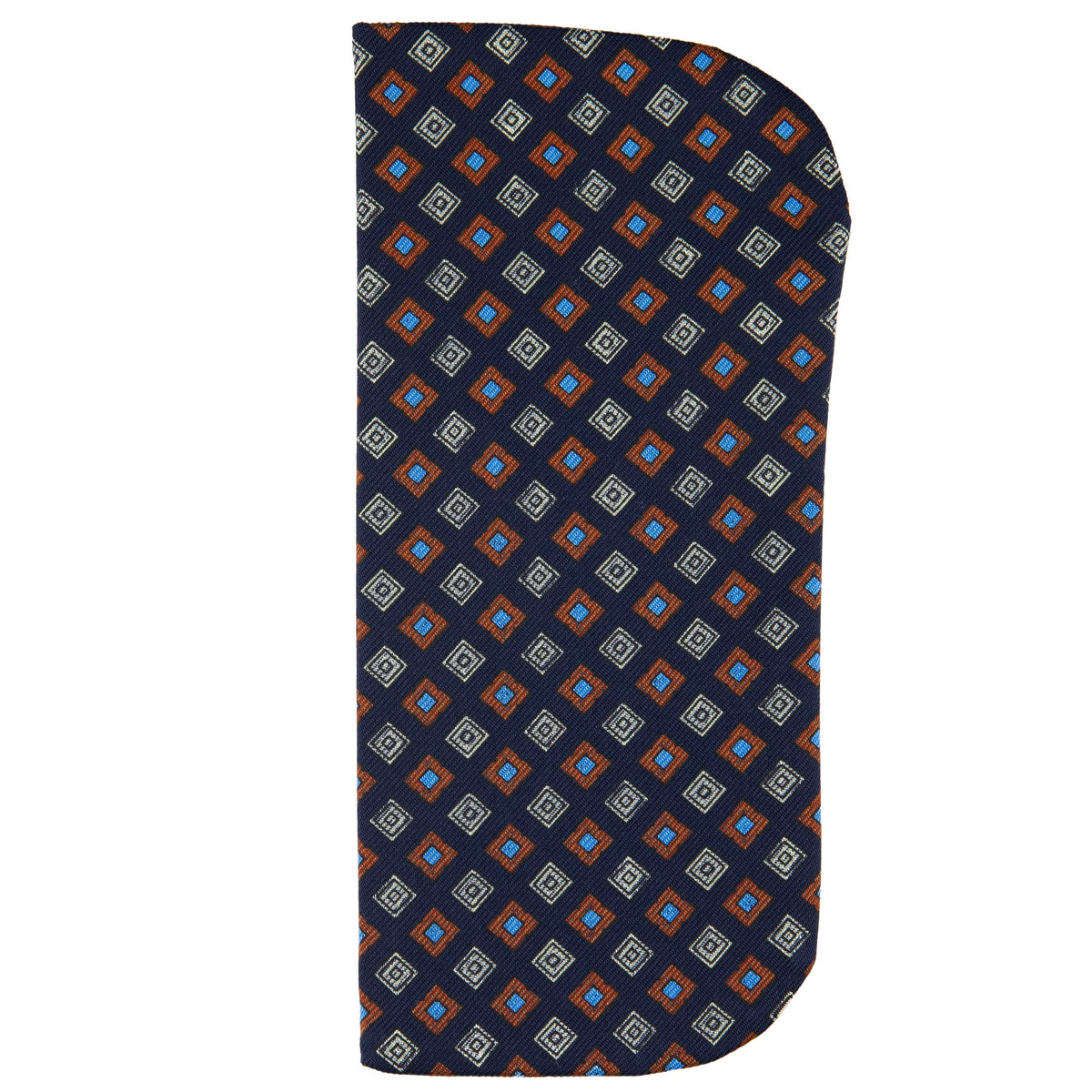 Floral Printed Silk Glasses Case - Navy