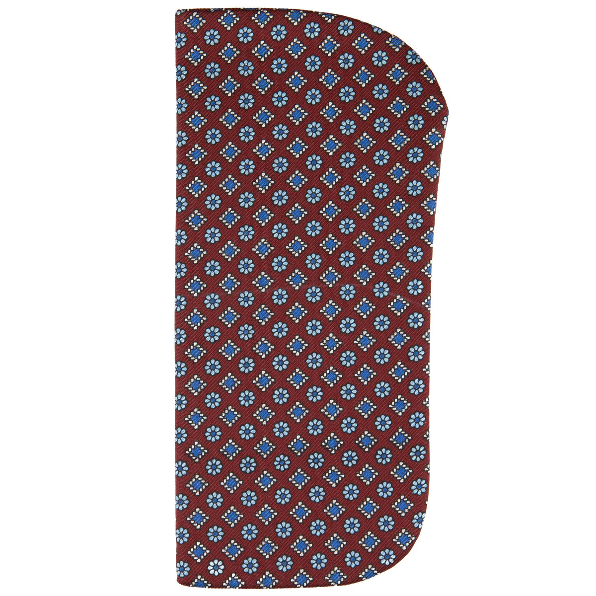Floral Printed Silk Glasses Case - Burgundy