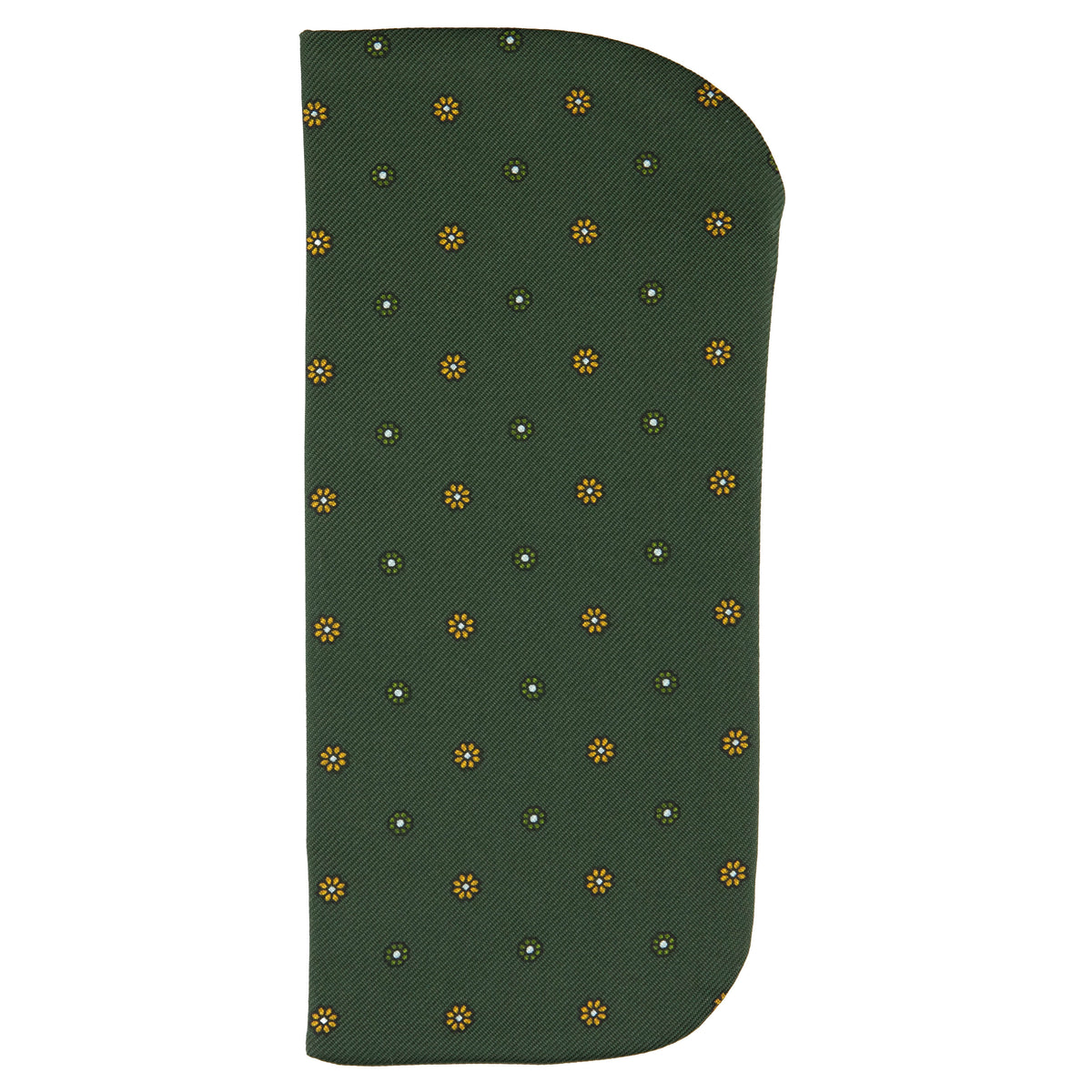 Floral Printed Silk Glasses Case - Dark Olive