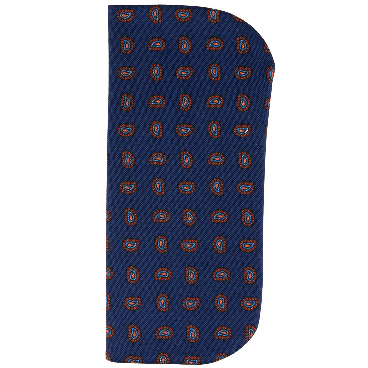 Paisley Printed Silk Glasses Case - Navy