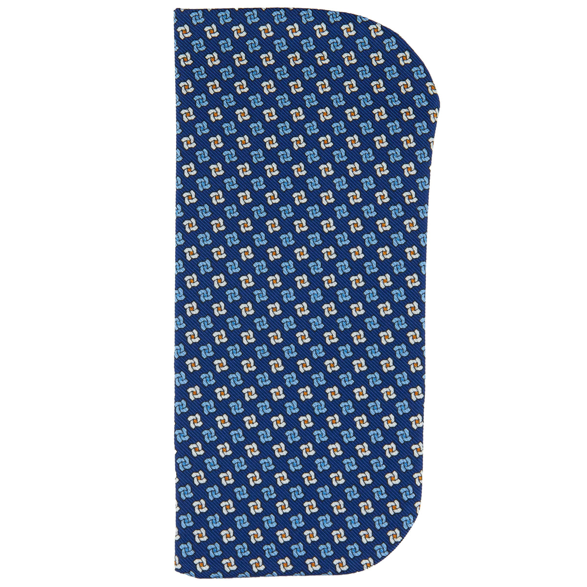 Floral Printed Silk Glasses Case - Blue