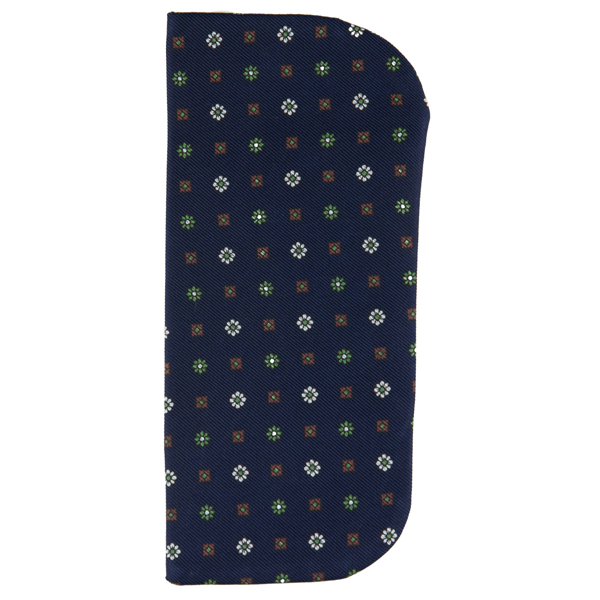 Floral Printed Silk Glasses Case - Navy