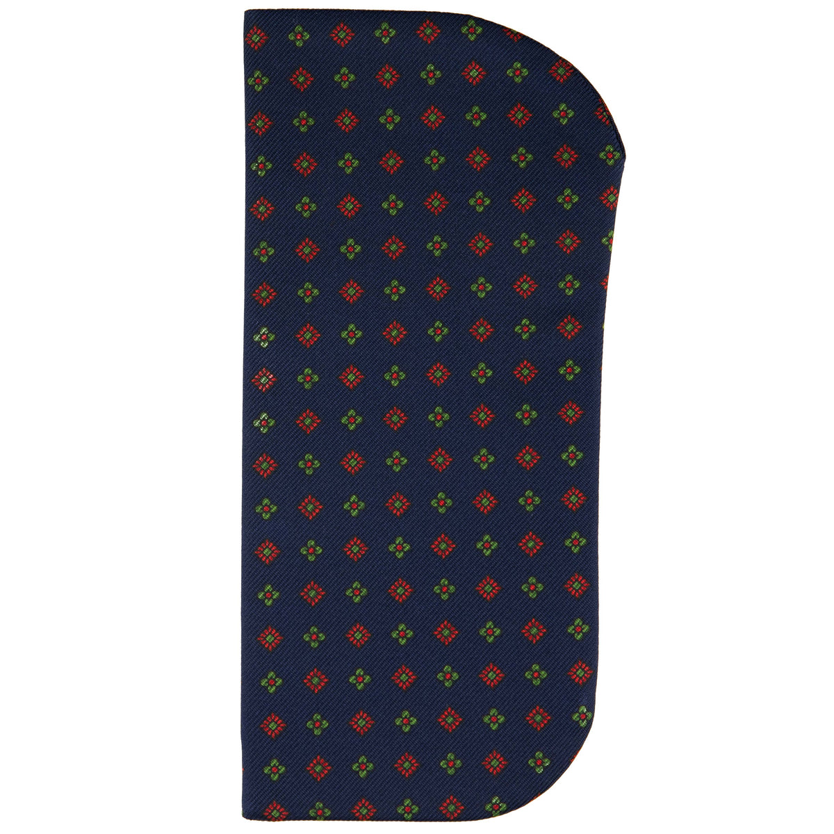 Floral Printed Silk Glasses Case - Navy