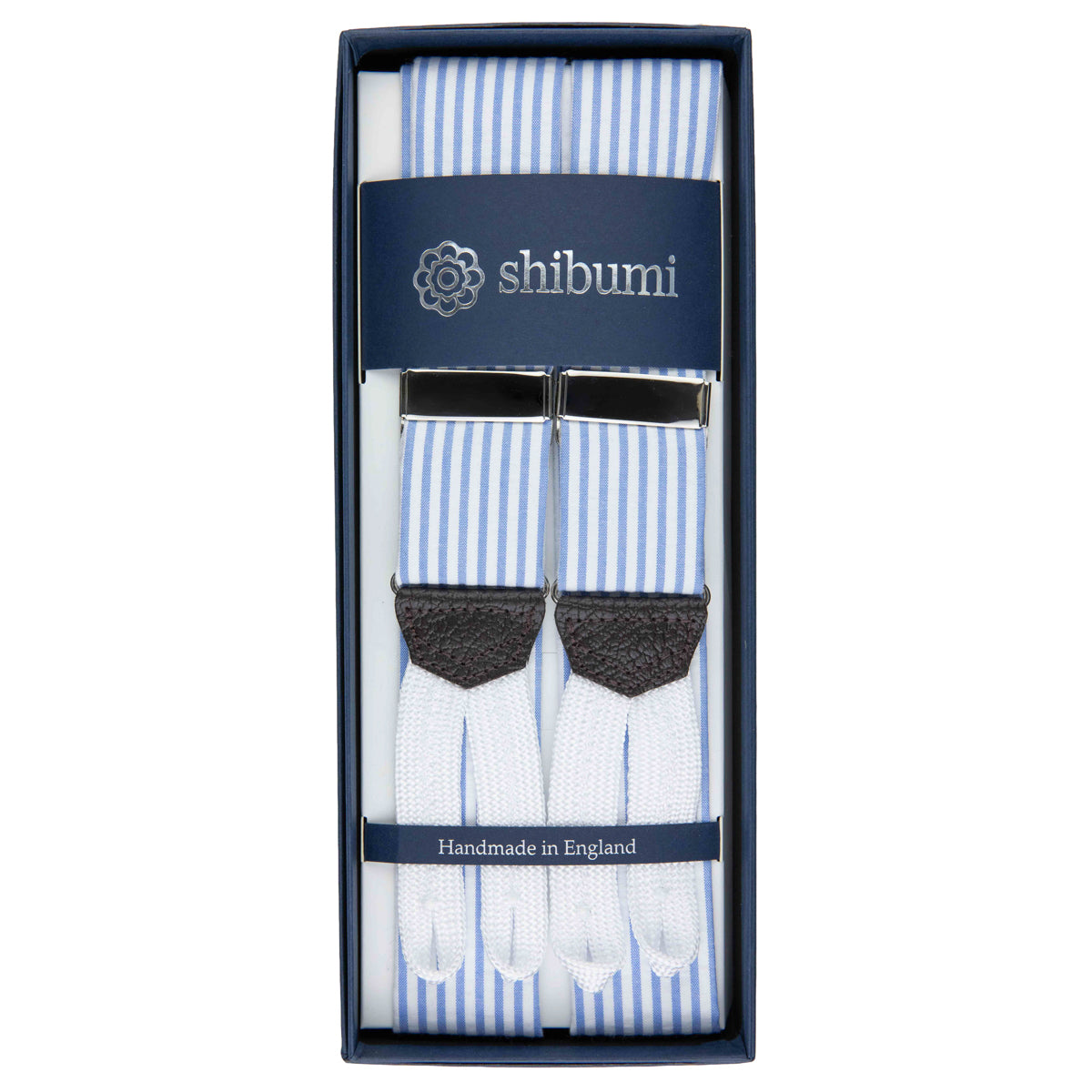 Seersucker Cotton Braces - Light Blue / White
