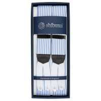 Seersucker Cotton Braces - Light Blue / White