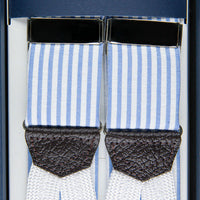 Seersucker Cotton Braces - Light Blue / White