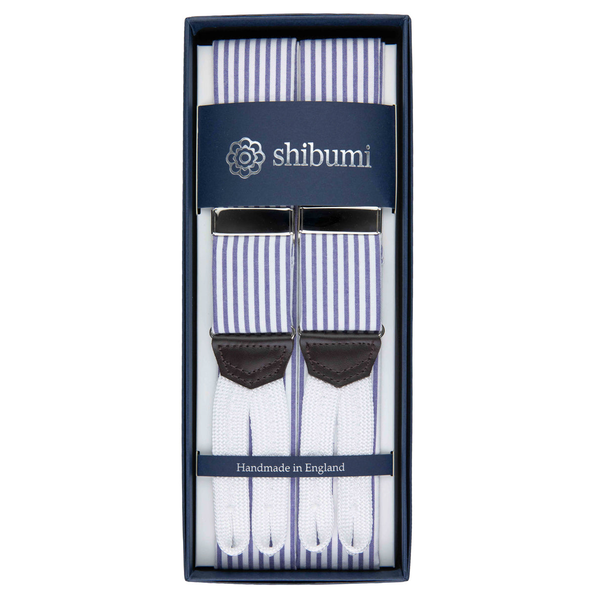 Seersucker Cotton Braces - Navy / White