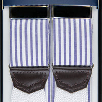 Seersucker Cotton Braces - Navy / White