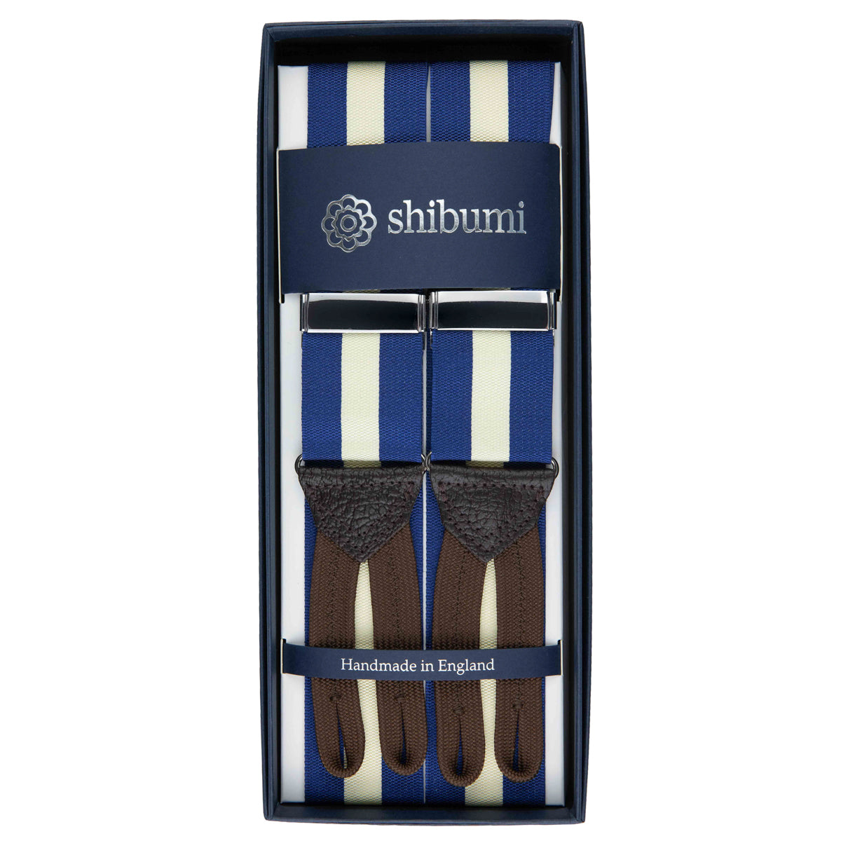 Barathea Braces - Blue / Ivory