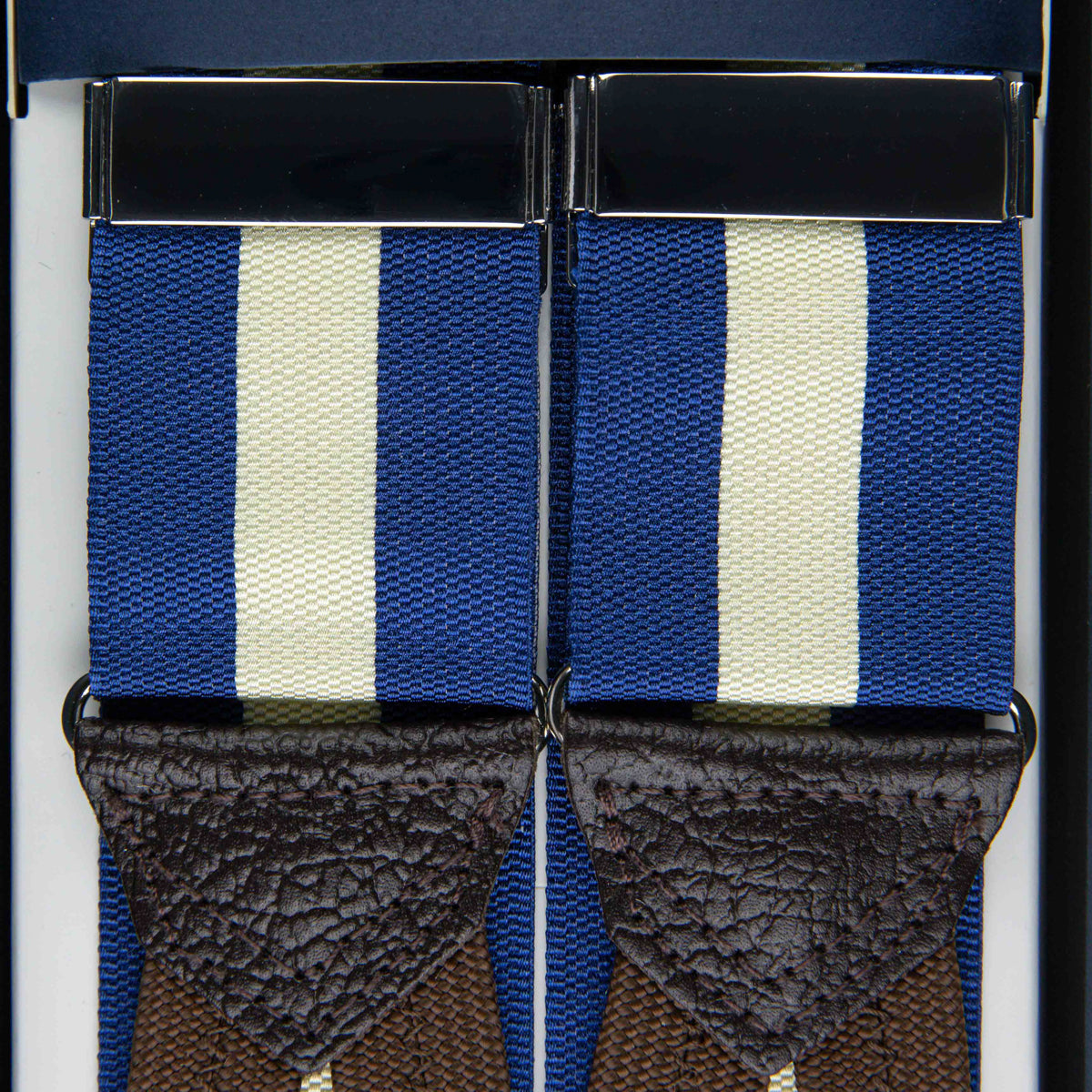 Barathea Braces - Blue / Ivory