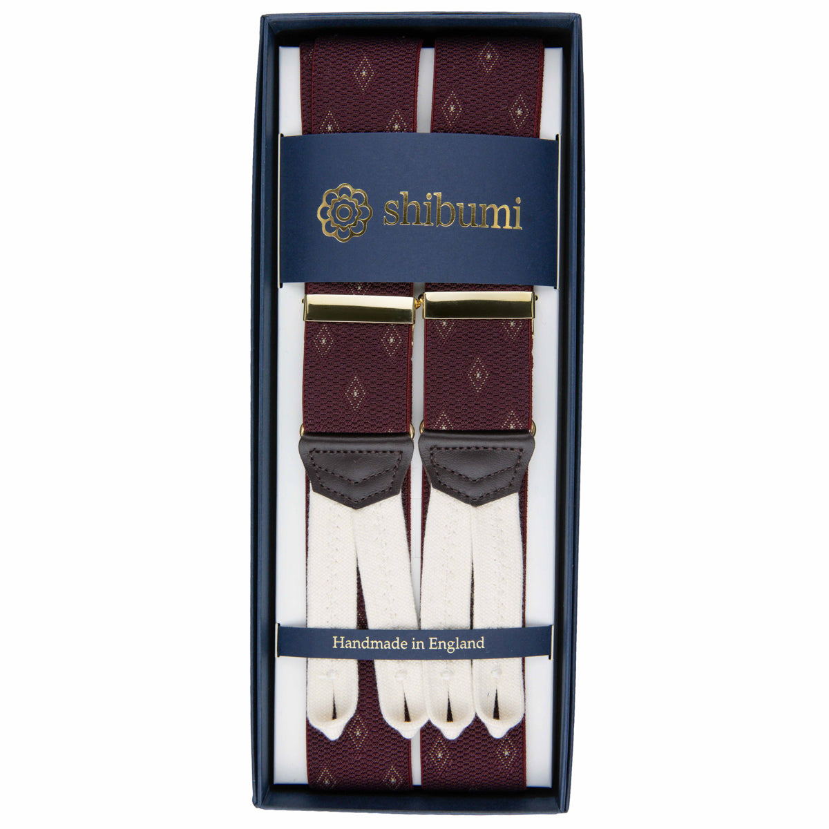 Elastic Barathea Braces - Burgundy Geometrical