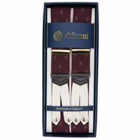 Elastic Barathea Braces - Burgundy Geometrical