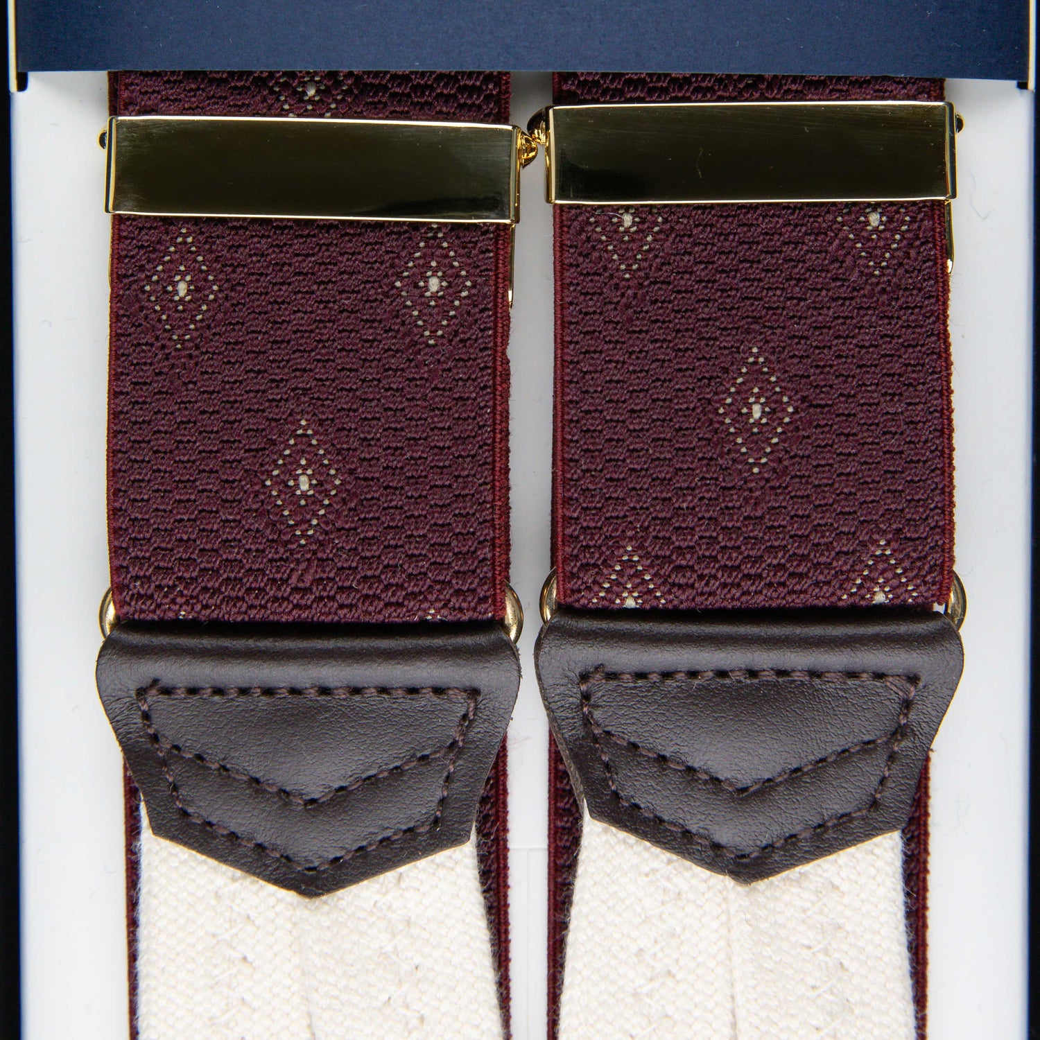 Elastic Barathea Braces - Burgundy Geometrical