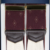 Elastic Barathea Braces - Burgundy Geometrical