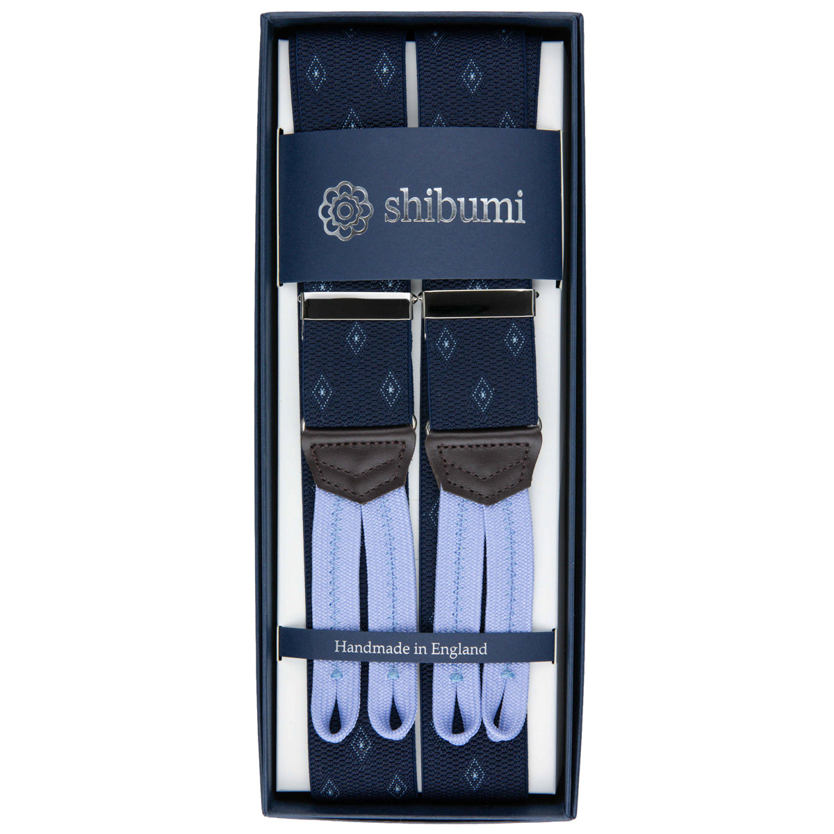 Elastic Barathea Braces - Navy Geometrical